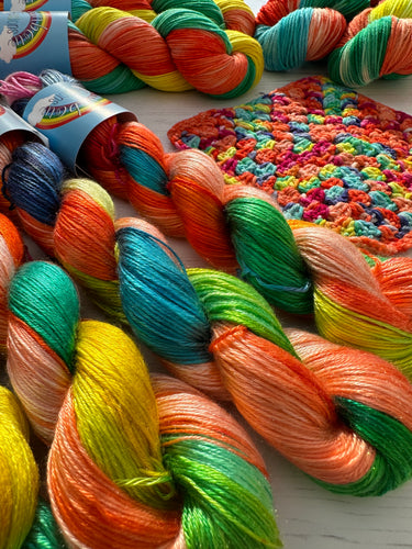 Life's A Peach - Superwash Merino & Nylon Hand Dyed Yarn Rainbow Wool