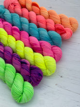 Load image into Gallery viewer, Neon Rainbow Yarn Set - Variegated &amp; Semi Solid Colours - Mini Skeins Hand Dyed Wool