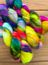 Load image into Gallery viewer, Fizz Wizz - Bright Colourful Yarn - Alpaca Merino &amp; Cotton Blend - Fluffy Hand Dyed - Neon Rainbow Colours