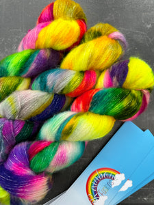 Fizz Wizz - Bright Colourful Yarn - Alpaca Merino & Cotton Blend - Fluffy Hand Dyed - Neon Rainbow Colours