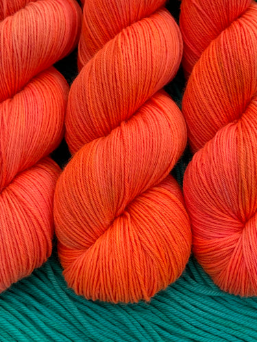 Tangy Tangerine - Superwash Merino & Nylon - Hand Dyed Neon Orange Yarn