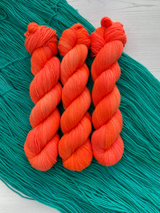 Tangy Tangerine - Superwash Merino & Nylon - Hand Dyed Neon Orange Yarn