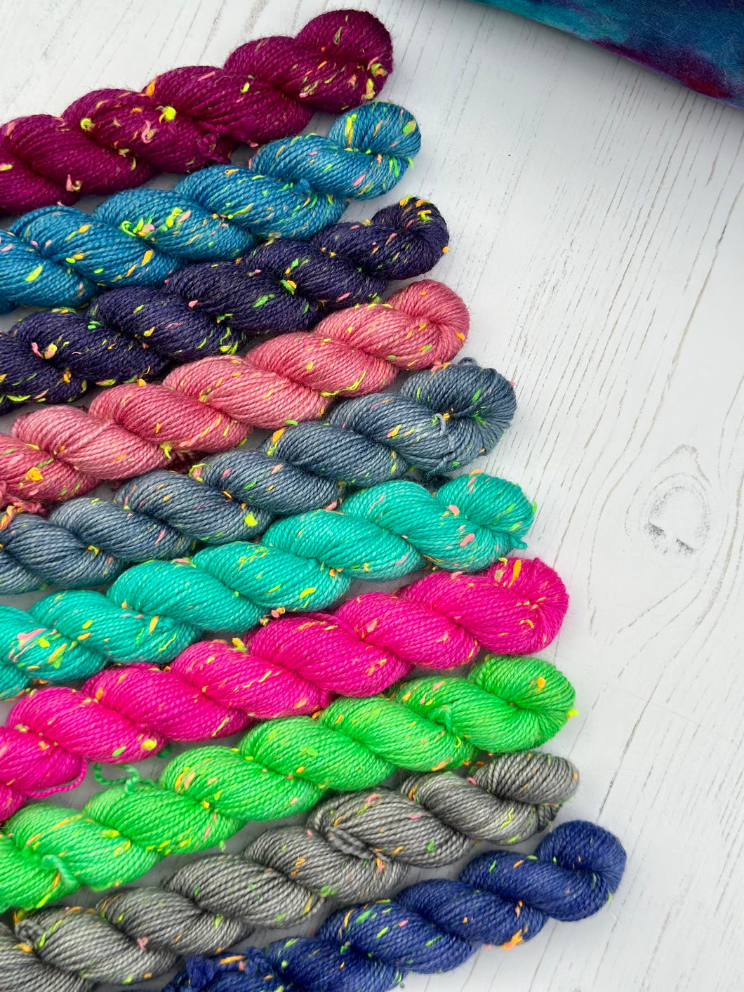Aurora Borealis - Hand Dyed Mini Skeins Neon Neps