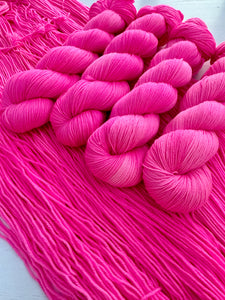 Barbiecore - Superwash Merino & Nylon - Hand Dyed Neon Pink Yarn