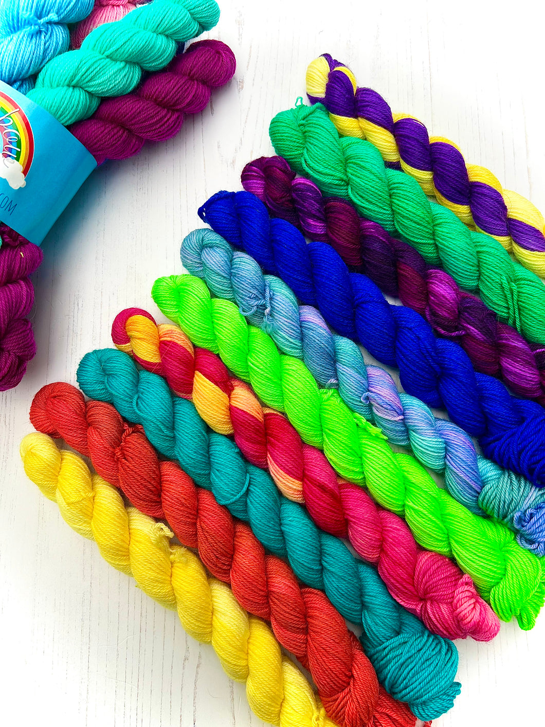 Mini Skein Sock Yarn Set of 10 - Hand Dyed Wool