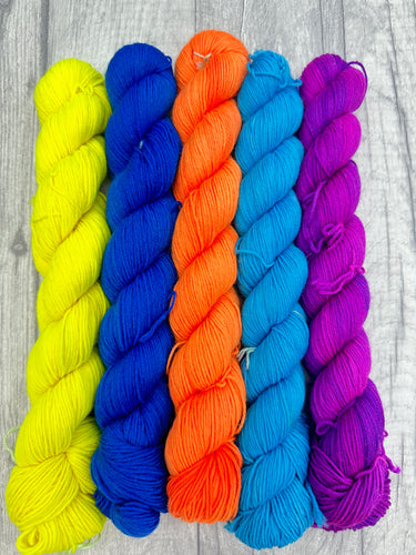 Solid Bright Skeins -  Grab Bag - 4ply Sock Colour Yarn Bundle