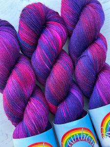 Mulberry Bush- Superwash Merino & Nylon - Hand Dyed Bright Vibrant Purple Sock Yarn