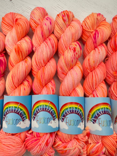 Sunkissed - Orange & Red Neon Yarn - Superwash Merino w/ Nylon - Hand Dyed