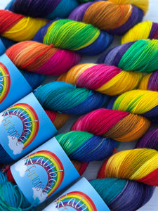 Winter Rainbow - Superwash Merino & Nylon - Hand Dyed Vibrant Yarn