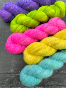 Bright Colours Set - Alpaca Merino & Cotton Blend - Fluffy Hand Dyed - Autumn