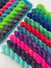 Load image into Gallery viewer, Aurora Borealis - Hand Dyed Mini Sock Skeins Neon Neps