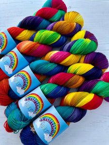 Winter Rainbow - Superwash Merino & Nylon - Hand Dyed Vibrant Yarn