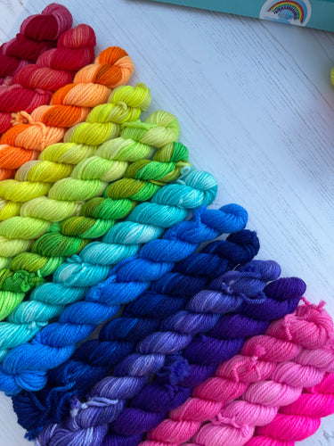 Rainbow Mini Skeins -  Grab Bag - DK Colour Yarn Bundle of 14