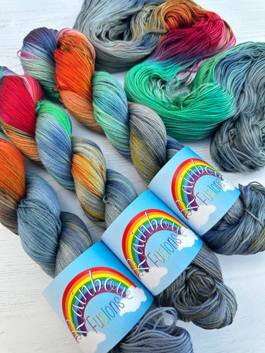 Multicoloured & Grey Halloween - Organic Cotton- Plant Fibre DK Hand Dyed Yarn
