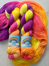 Load image into Gallery viewer, SALE - Tropical Sunset - Hand Dyed Neon DK Yarn