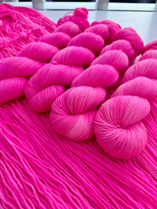 Barbiecore - Superwash Merino & Nylon - Hand Dyed Neon Pink Yarn