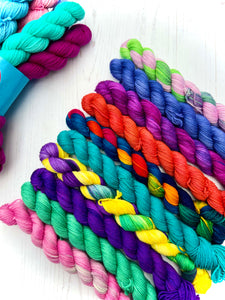Mini Skein Sock Yarn Set of 10 - Hand Dyed Wool