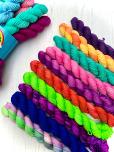 Mini Skein Sock Yarn Set of 10 - Hand Dyed Wool
