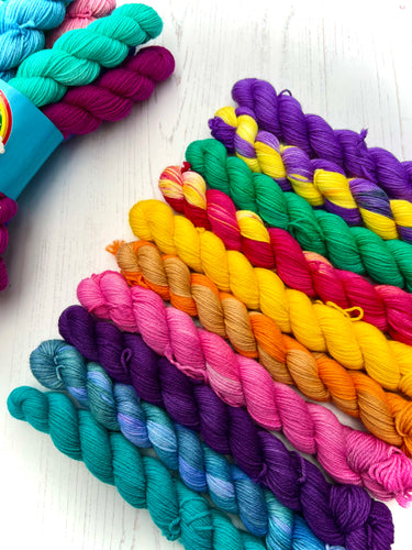 Mini Skein Sock Yarn Set of 10 - Hand Dyed Wool