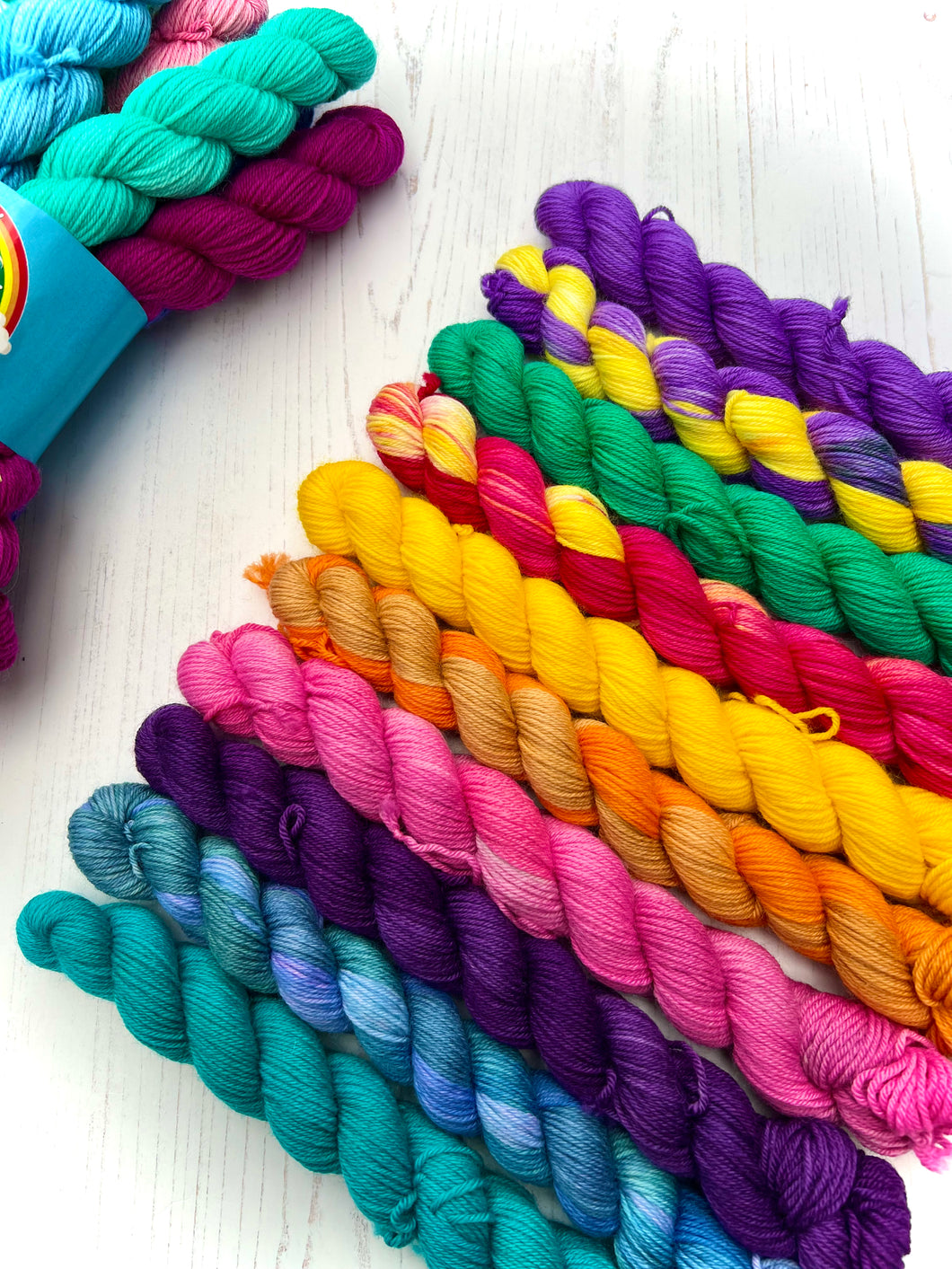 Mini Skein Sock Yarn Set of 10 - Hand Dyed Wool
