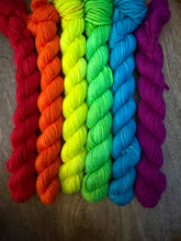 Load image into Gallery viewer, Rainbow Colours Mini Skein DK Yarn Set of 6 - Hand Dyed Wool