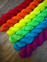 Load image into Gallery viewer, Rainbow Colours Mini Skein DK Yarn Set of 6 - Hand Dyed Wool