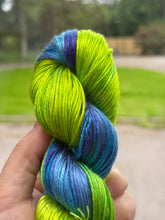 Load image into Gallery viewer, Lime Greens and Blues - Tencel - Hand Dyed Plant Fibre Yarn DK