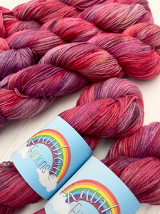 Rare Red Aurora Borealis - Organic Cotton & Linen - Hand Dyed Plant Fibre - DK / 4ply