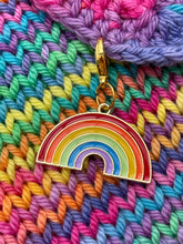 Load image into Gallery viewer, Rainbow Gold Enamel Progress Stitch Marker