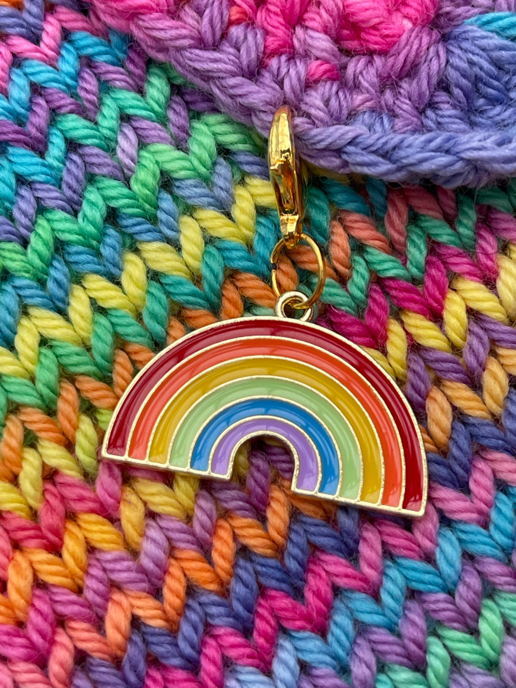 Rainbow Gold Enamel Progress Stitch Marker