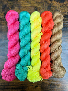 Tropical Grab Bag Set - Superwash Merino & Mulberry Silk - 4Ply Sock - Hand Dyed Luxury Yarn