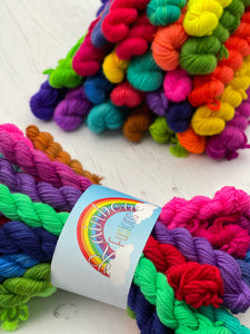 Colours Rainbow Set - Superwash Merino & Nylon Mini Skeins - Hand Dyed Sock or DK Yarn